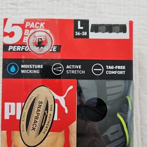 Puma 5 Pack Boxer Briefs Men's L (36-38) Grey Black Tag Free Fast Dry Stretch - Picture 4 of 11